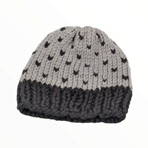 Handmade Knit Hat - Black and Gray - Unisex